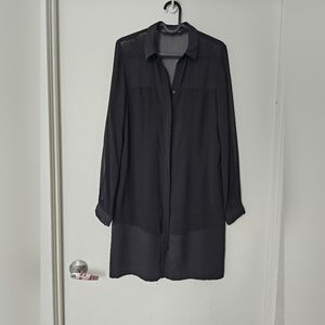 Zara sheer layered shirt dress